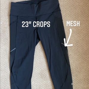 Lulu Lemon 23” crops with mesh on sides